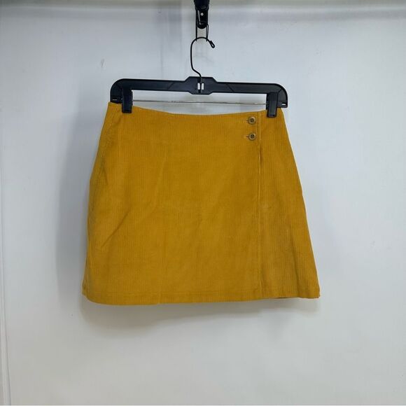 J Crew size 6 Mustard Yellow Wrap Corduroy Mini  Skirt - Picture 1 of 7